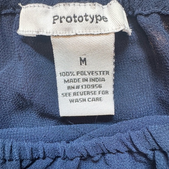 Prototype Navy Blue Off-Shoulder Top Flared Arms Size Medium - Picture 2 of 3